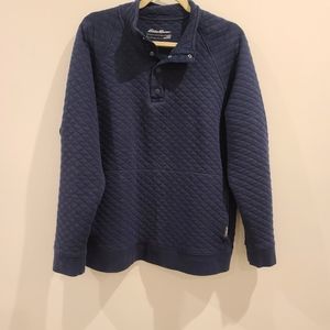 Mens Eddie Bauer navy snap Pullover size L.